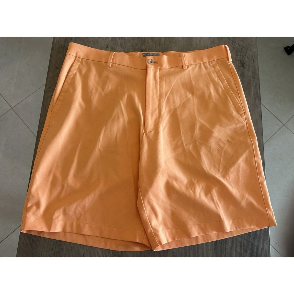 Peter Millar Shorts Mens Size 36 Orange Wicking Golf Athletic Performance